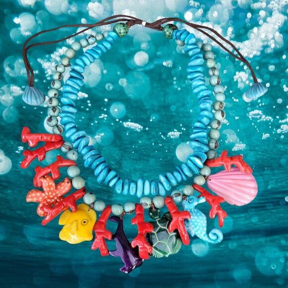 Mermaid core necklace ocean life theme slow made sustainable by Allie - Picture 4 of 6